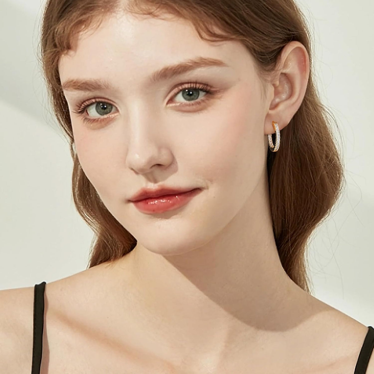 14K Gold Plated Hoop Earrings for Women, CZ Hoop Earrings