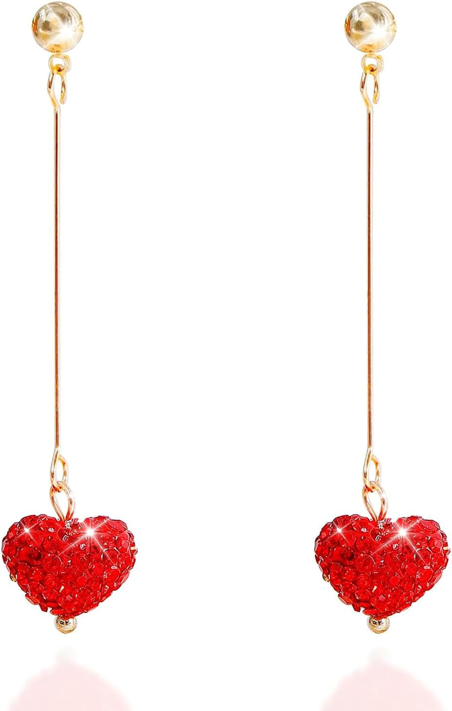 Valentines Outfits for Women Valentines Earrings Heart Earrings for Women Sparkling Red Heart Rhinestone Dangle Earring Valentine'S Day Gifts for Her Valentine Jewelry Accessories