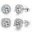 S925 Silver Shining Earrings (2 Pairs) - Unisex Elegant Geometric Jewelry, Hypoallergenic, Round/Square Designs with Moissanite & Zircon Inlays, Ideal for Party & Everyday Wear, Versatile Gift Accessory