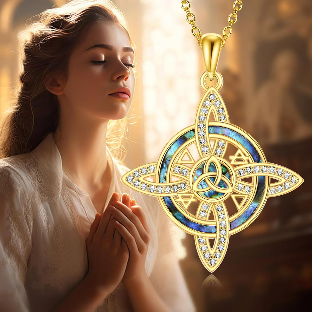Witches Knot Necklace S925 Sterling Silver Nudo De Bruja Witch Knot Pendant Necklaces Triquetra Protection Jewelry Gifts for Women