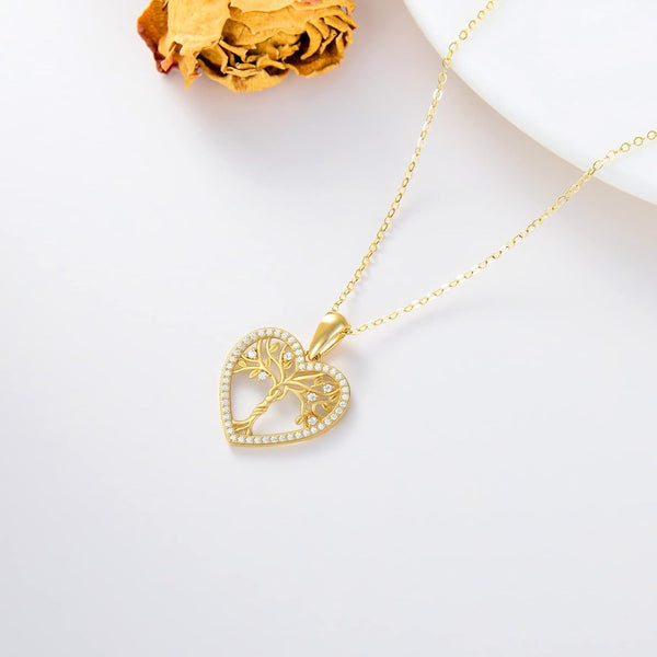14K Gold Mother and Daughter/Son Necklaces Tree of Life Family Tree Pendant Necklaces 16''-18''