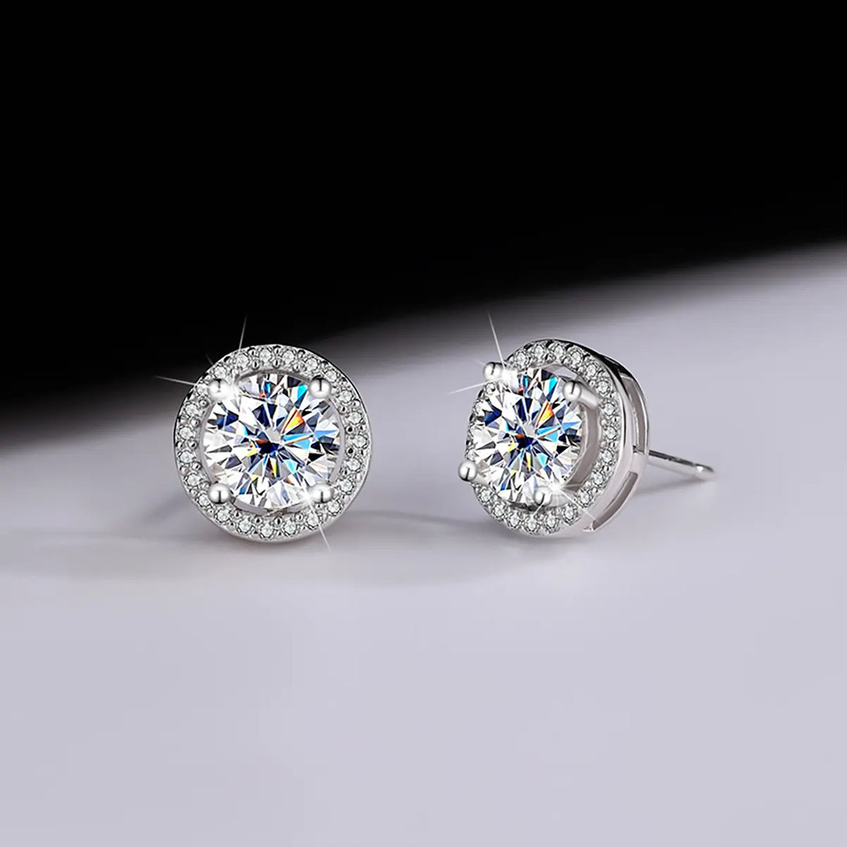 S925 Silver Shining Earrings (2 Pairs) - Unisex Elegant Geometric Jewelry, Hypoallergenic, Round/Square Designs with Moissanite & Zircon Inlays, Ideal for Party & Everyday Wear, Versatile Gift Accessory