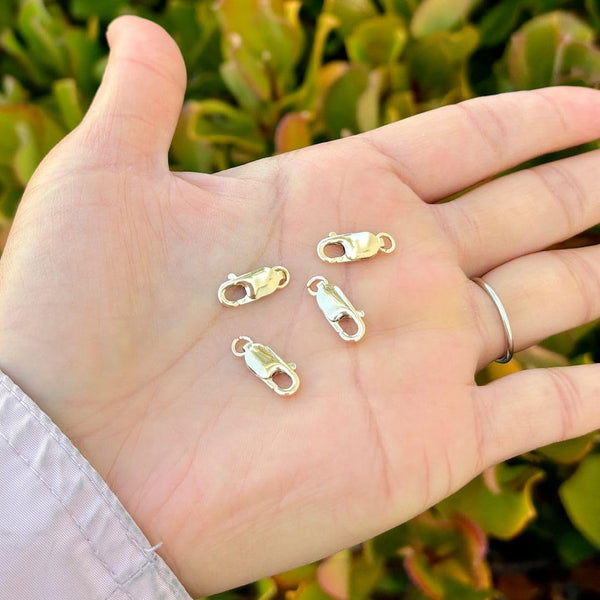 5-Piece 14K Gold Filled Rectangle Lobster Clasps – 14mm Italian Spring-Loaded Jewelry Clasps - KARMARKA