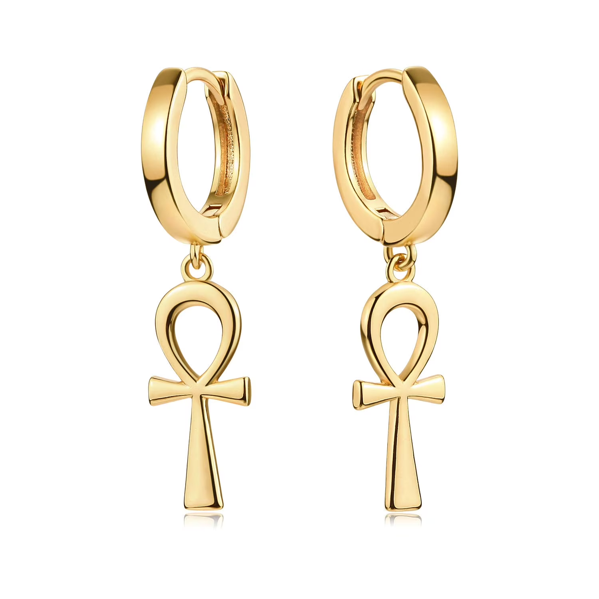 14K Gold Plated Dainty Star Cross Huggie Hoop Pendant Earrings Jewelry Gift for Women Main image
