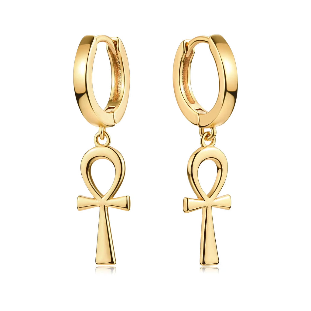 14K Gold Plated Dainty Star Cross Huggie Hoop Pendant Earrings Jewelry Gift for Women