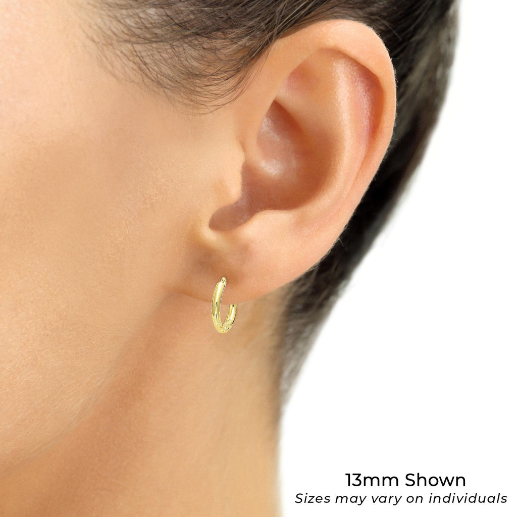 14K Solid Gold Hoops, Fancy Hand Engraved Hoop Earrings by TILO Jewelry, 2Mm Thin, Designed in New York City, by TILO Jewelry
