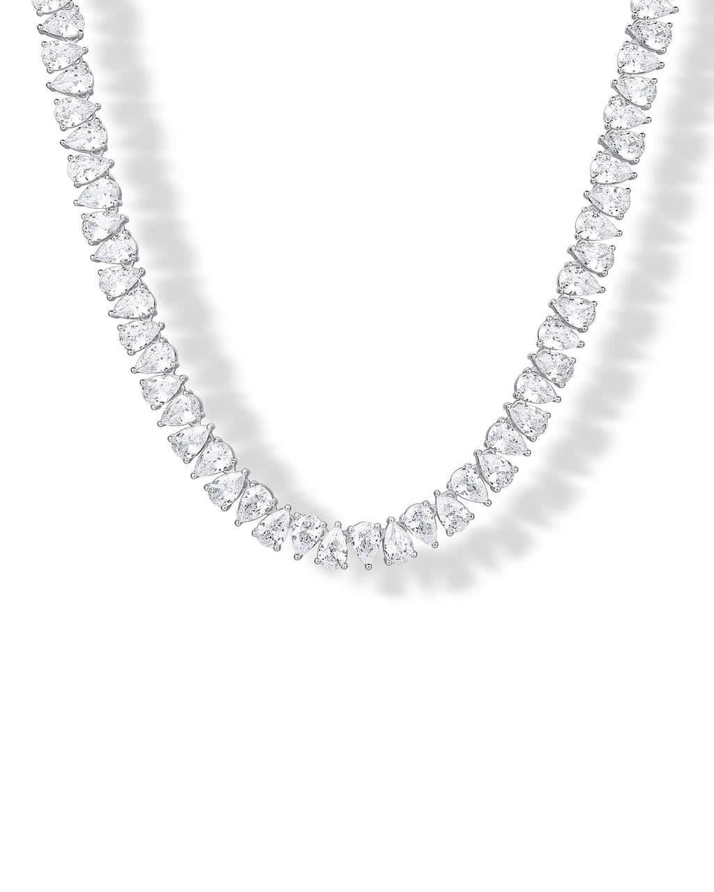 PAVOI 14K Gold Plated Pear Cubic Zirconia Tennis Necklace for Women – Tennis Chain Necklaces – Sizes 15" and 18"