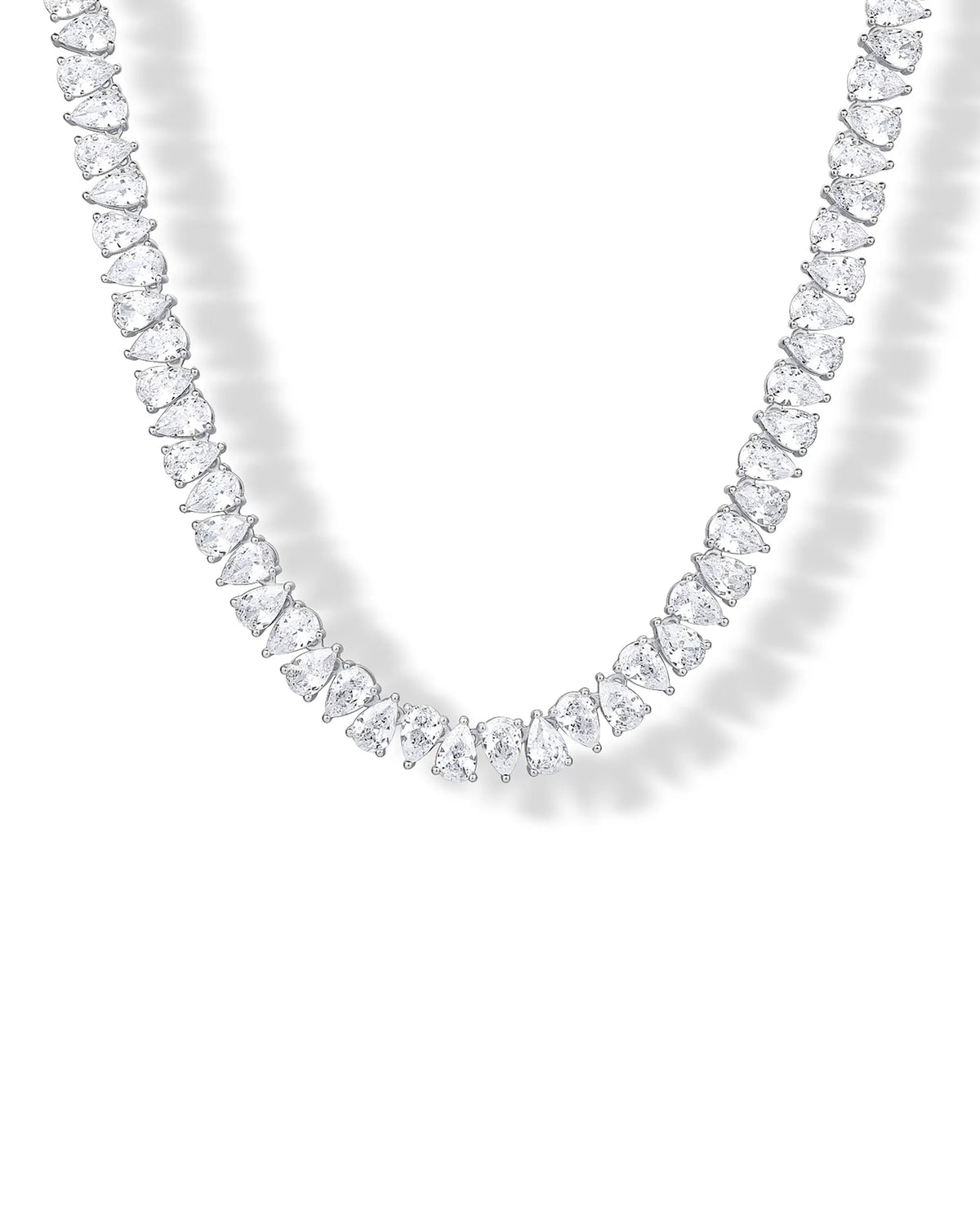 PAVOI 14K Gold Plated Pear Cubic Zirconia Tennis Necklace for Women – Tennis Chain Necklaces – Sizes 15" and 18"
