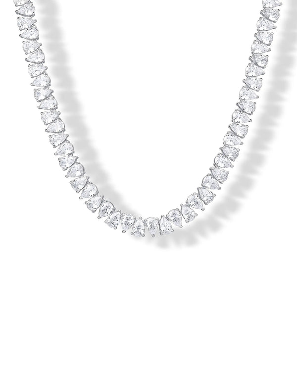 PAVOI 14K Gold Plated Pear Cubic Zirconia Tennis Necklace for Women – Tennis Chain Necklaces – Sizes 15" and 18"