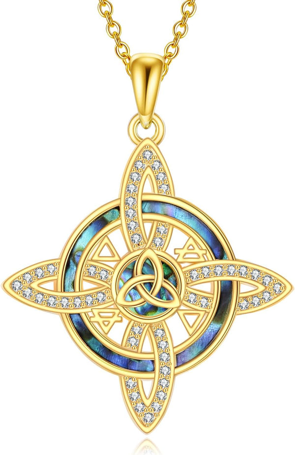 Witches Knot Necklace S925 Sterling Silver Nudo De Bruja Witch Knot Pendant Necklaces Triquetra Protection Jewelry Gifts for Women