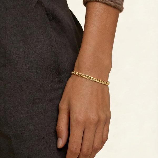 14K Gold Bracelets for Women Men 4.7Mm Cuban Bracelet for Women