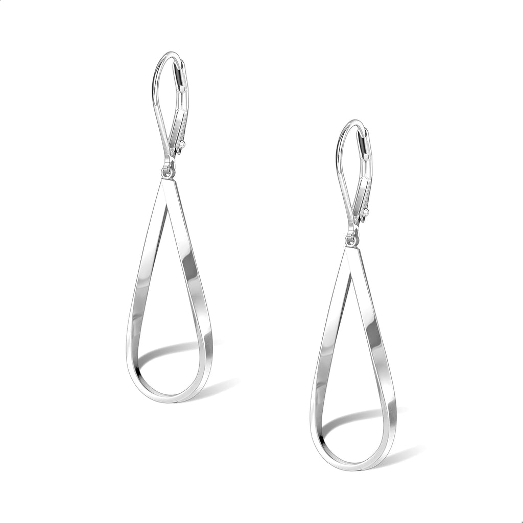 Silver Teardrop Leverback Earrings for Women Trendy Waterdrop Drop Twisted Dangle Earrings Jewelry 14K Gold Plated Hypoallergenic Boho Leverback Dangle Earring