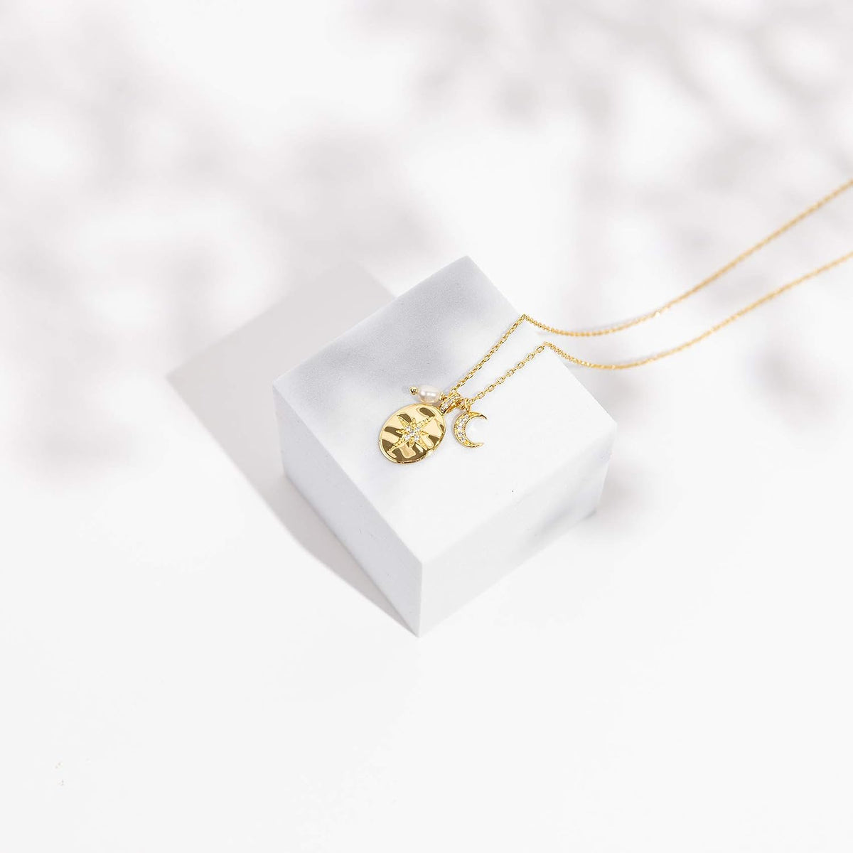 14K Gold Plated Engraved Coin Pendant Necklaces for Women