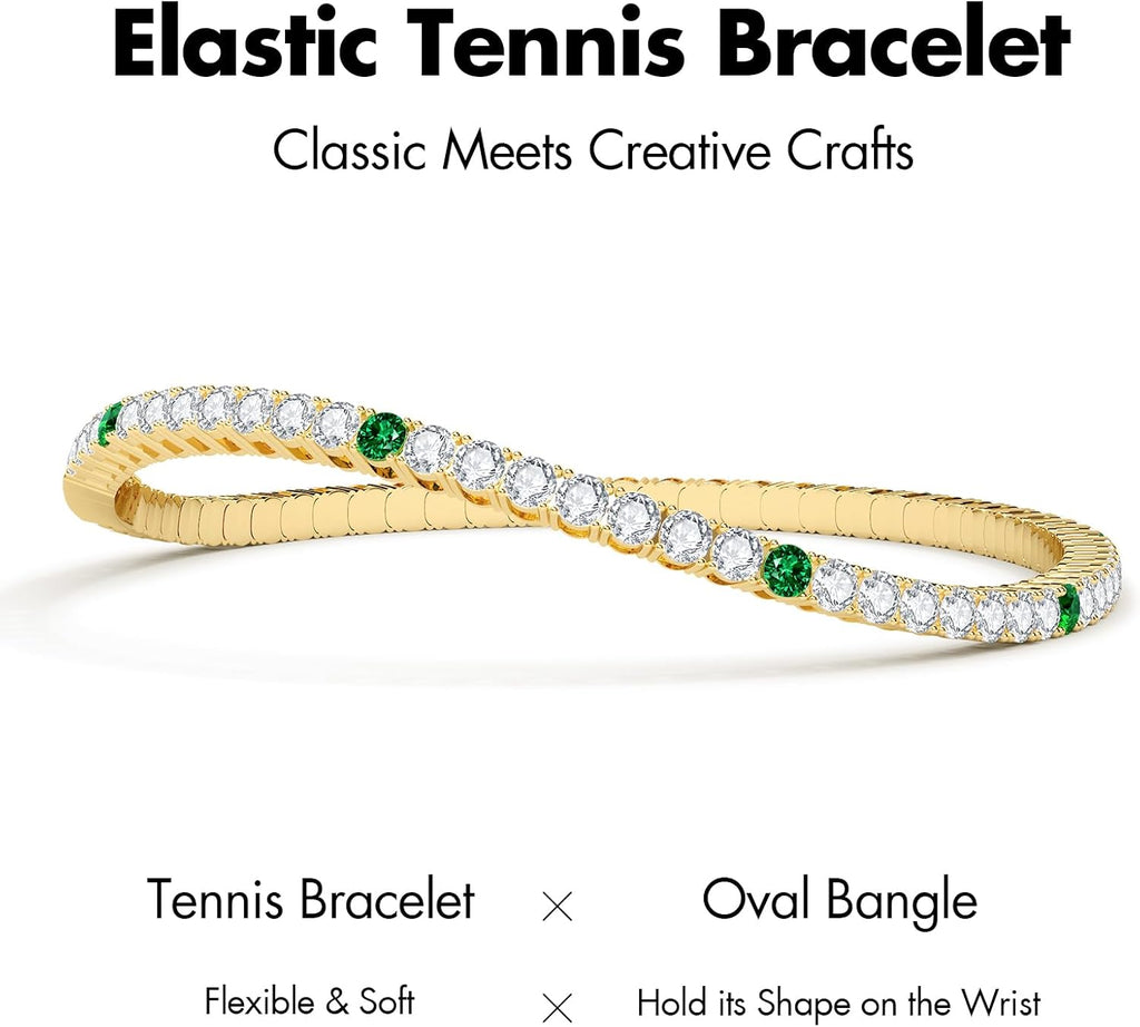 Tennis Bracelets for Women Non Tarnish, Flexible Gold Bangle Bracelets