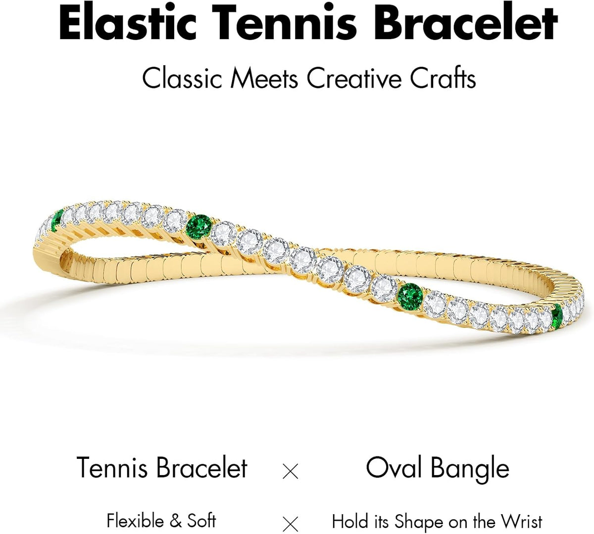 Tennis Bracelets for Women Non Tarnish, Flexible Gold Bangle Bracelets