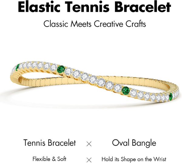 Tennis Bracelets for Women Non Tarnish, Flexible Gold Bangle Bracelets