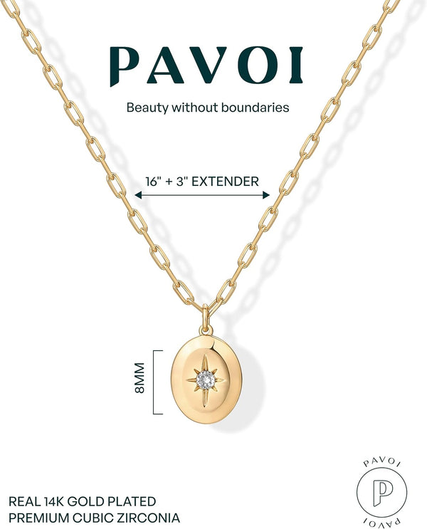 14K Gold Plated Engraved Coin Pendant Necklaces for Women