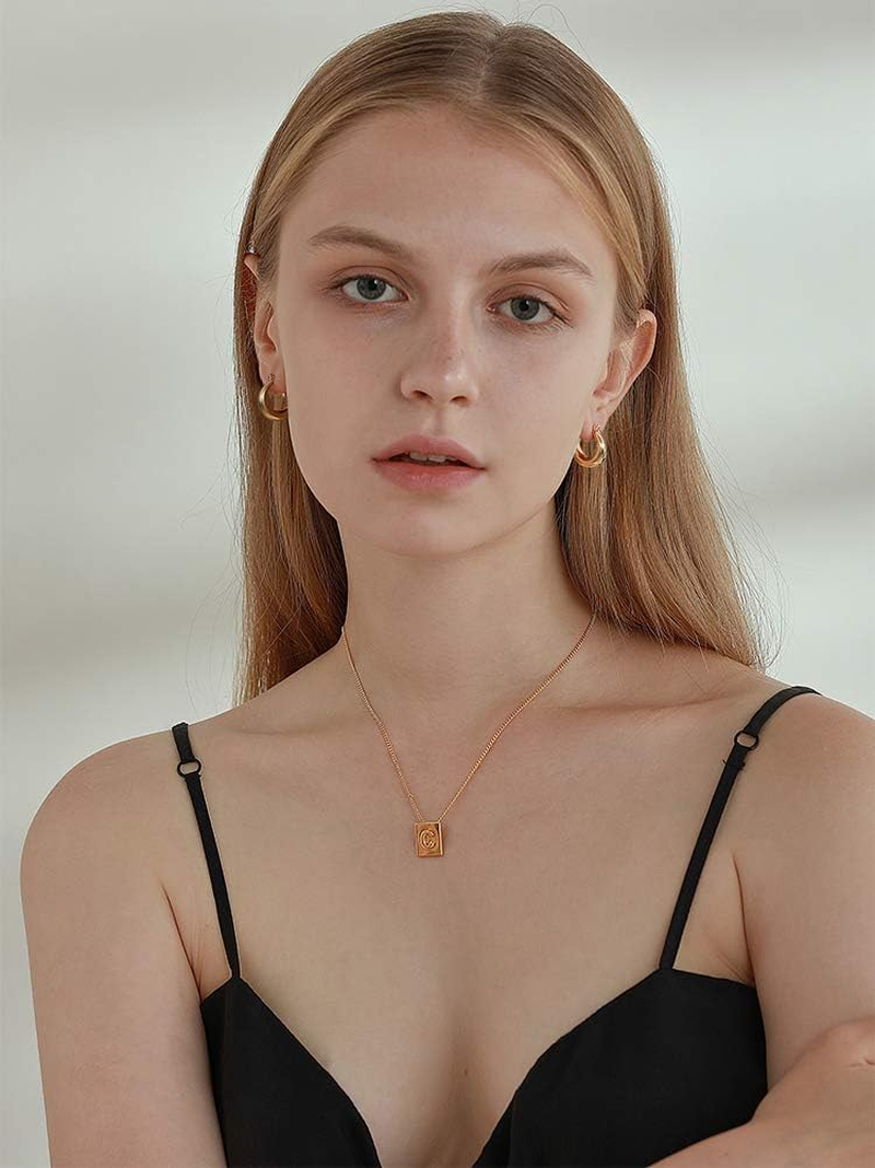 Chunky Gold Hoop Earrings for Women Cute Fashion Hypoallergenic Earrings Minimalist Jewelry Gift Secondary image