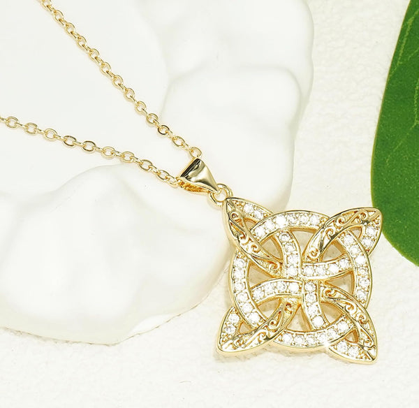 Pendant Necklace for Women Celtic Knot Necklaces 18K Gold Plate Witches Knot Necklace