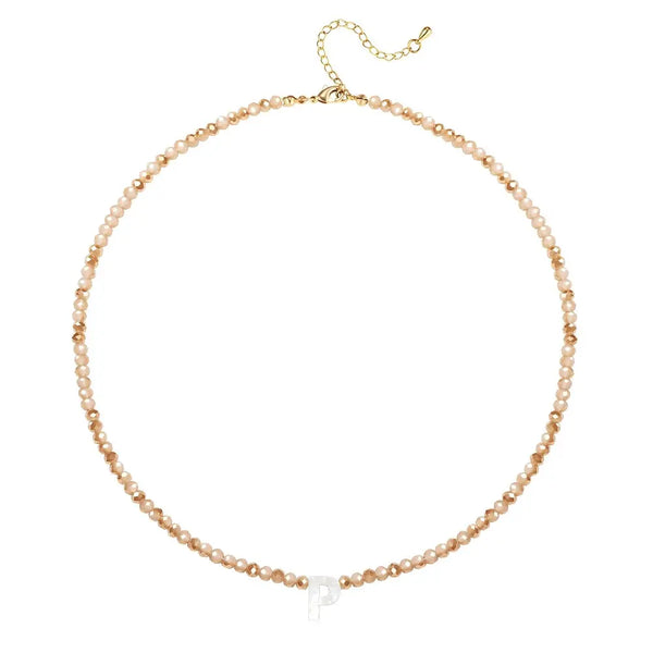 Pendant Necklaces for Women Initial Choker Necklace Beaded Shell Letter Bracelet Trendy Tiny A-Z Simple Jewelry