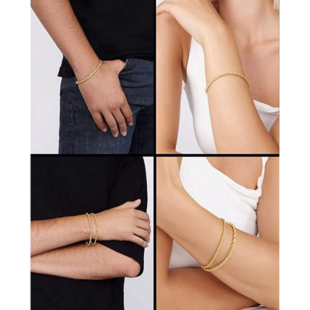 Gold Filled Chain Bracelet Collection - 14K Solid Yellow Gold Filled Rope Chain Bracelets (2.7Mm-3.8Mm) for Women and Men with Different Sizes (2.7Mm, 3.8Mm)