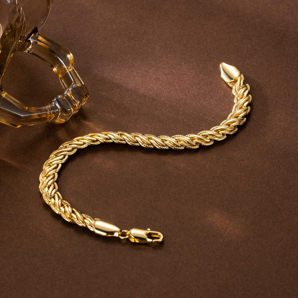 Gold Bracelets 14K Gold Bracelets for Women Rope or Braided Bracelet for Women Dainty Chain Mens Womens Bracelet 6.5/7/7.5/8/9In