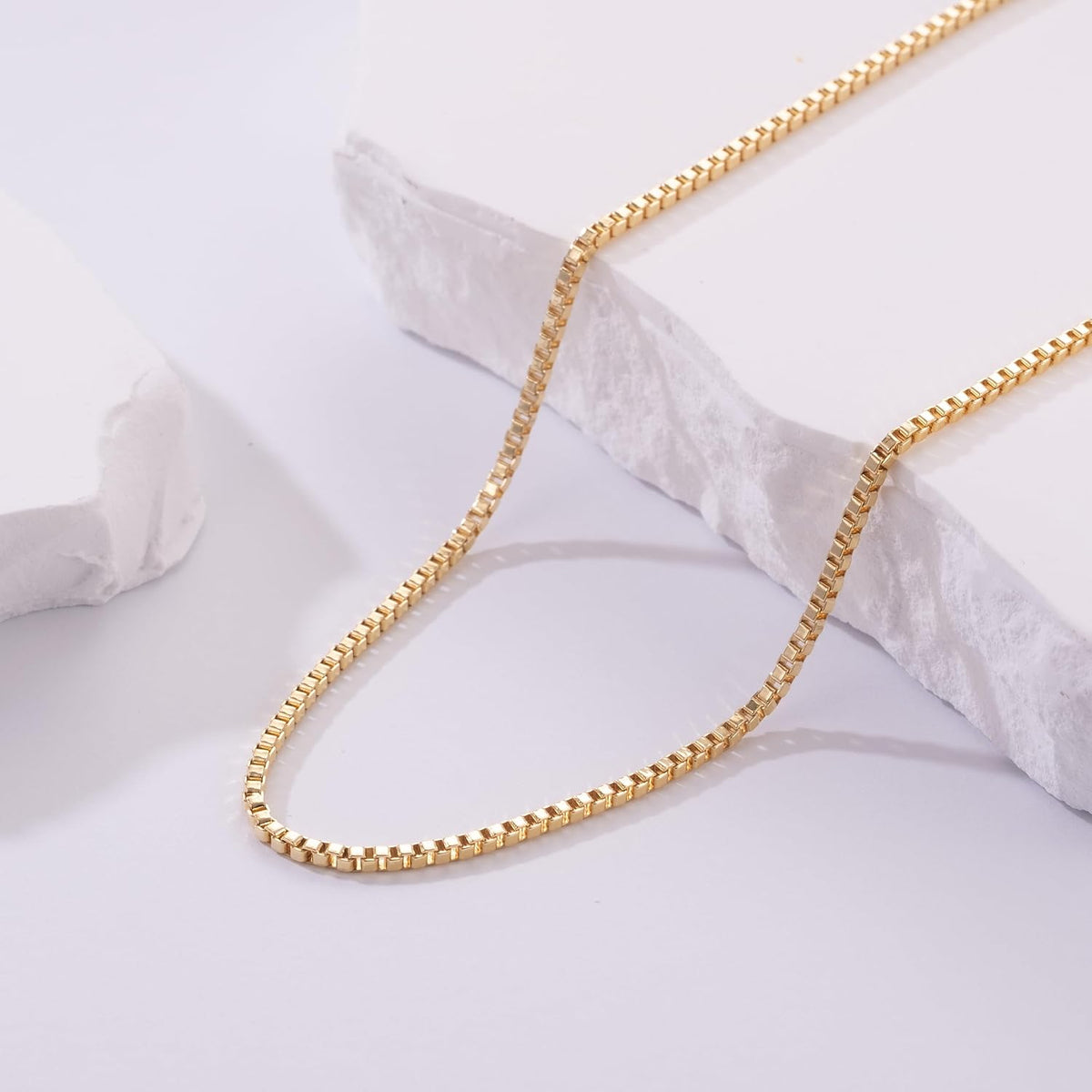 14K Gold Necklace for Women Gold Box Chain Necklace for Women