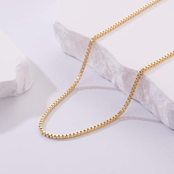 14K Gold Necklace for Women Gold Box Chain Necklace for Women