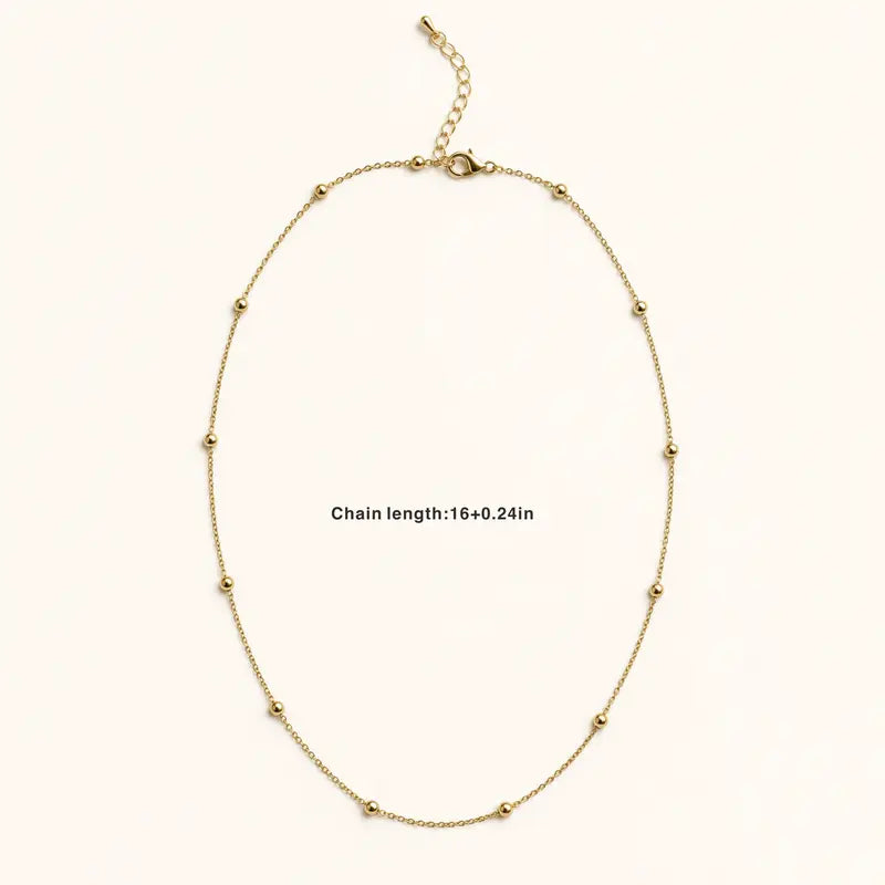 Women'S Minimalist 2-Piece Layered Cross Necklaces Set, 14K Gold Plated Stainless Steel Beaded Chain, Sparkling Cross Pendant, Costume Jewelry for Women, Necklaces for Women