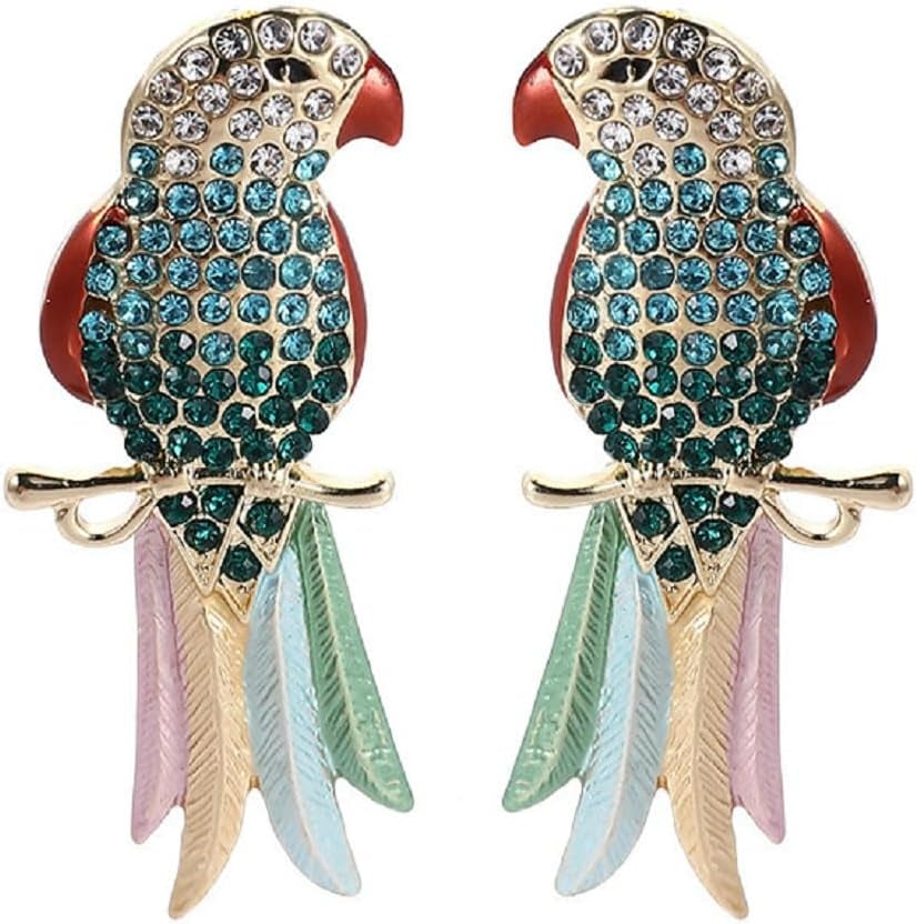 Tropical Parrot Tassel Earrings, Colorful Parrot Bird Dangle Earrings for Women, Bohemian Tree Branch Parrot Vacation Earrings for Ladies, Cute Animal Parrot Statement Earrings Summer Boho Jewelry
