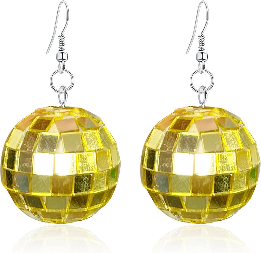 Disco Ball Earrings for Women Christmas Earrings Glitter Light Bulb Dangle Earrings 70'S Disco Punk Earrings