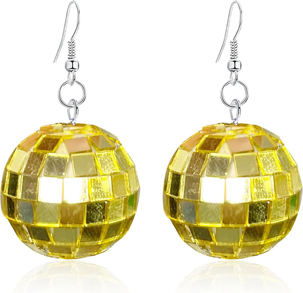 Disco Ball Earrings for Women Christmas Earrings Glitter Light Bulb Dangle Earrings 70'S Disco Punk Earrings