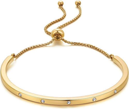 14K Gold Bracelets for Women Adjustable Slider Bracelet Bangle Bracelets for Women Trendy Chain Bracelet