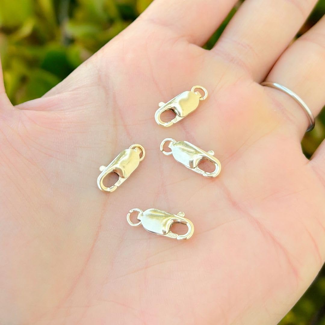 5-Piece 14K Gold Filled Rectangle Lobster Clasps – 14mm Italian Spring-Loaded Jewelry Clasps