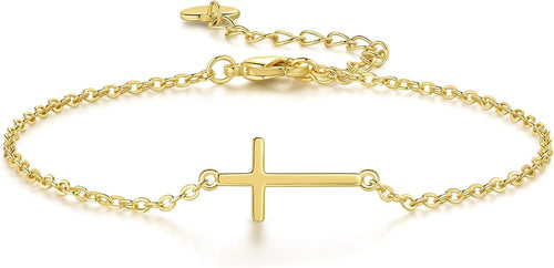 14K Gold Bracelets for Women Gold Bracelet for Womens Reliable Dainty Cross Bracelet for Womens Thin Charm Trendy Cross Bracelets for Women