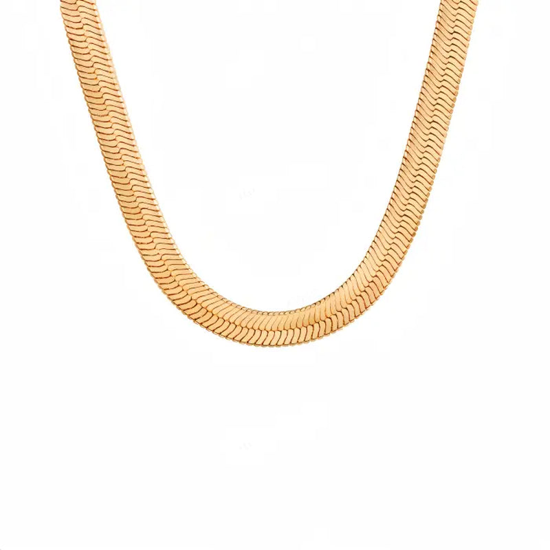 Tewiky 14K Gold Plated Necklaces, North Star Curb Chain Pendant / Herringbone Flat Choker, Stackable Daily Jewelry for Back to School Gift