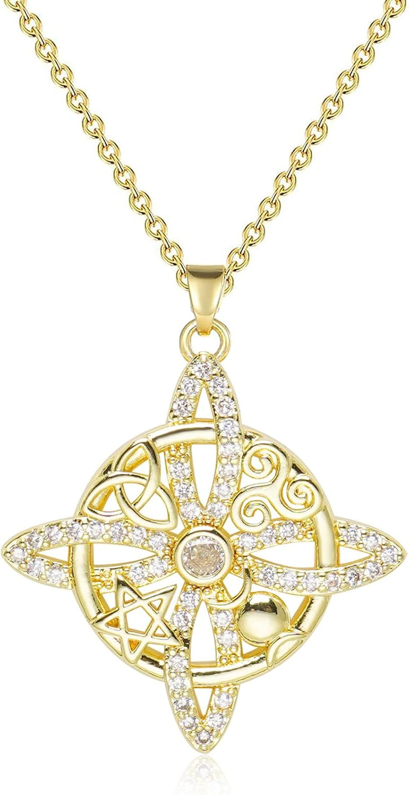 Pendant Necklace for Women Celtic Knot Necklaces 18K Gold Plate Witches Knot Necklace