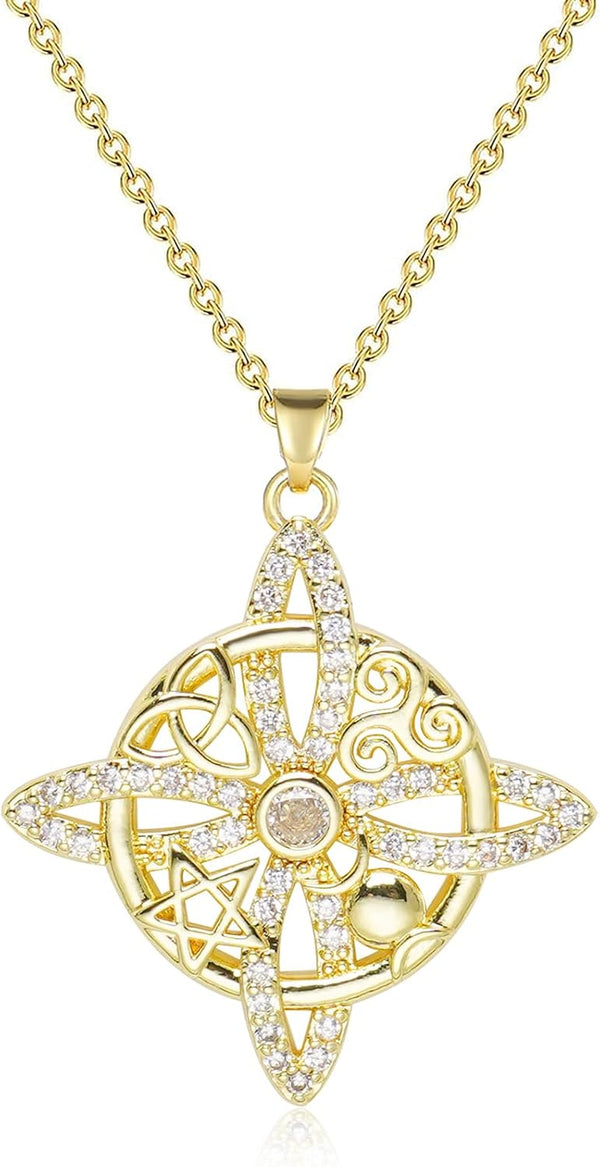Pendant Necklace for Women Celtic Knot Necklaces 18K Gold Plate Witches Knot Necklace