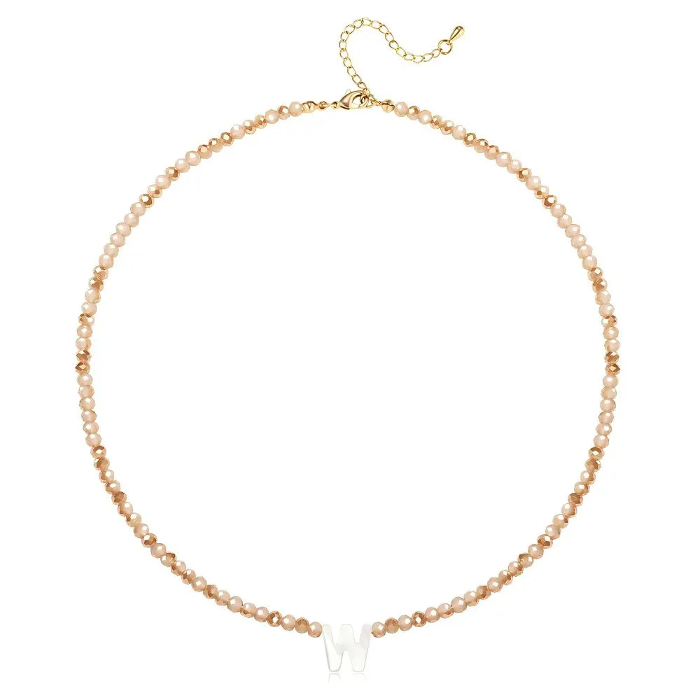Pendant Necklaces for Women Initial Choker Necklace Beaded Shell Letter Bracelet Trendy Tiny A-Z Simple Jewelry