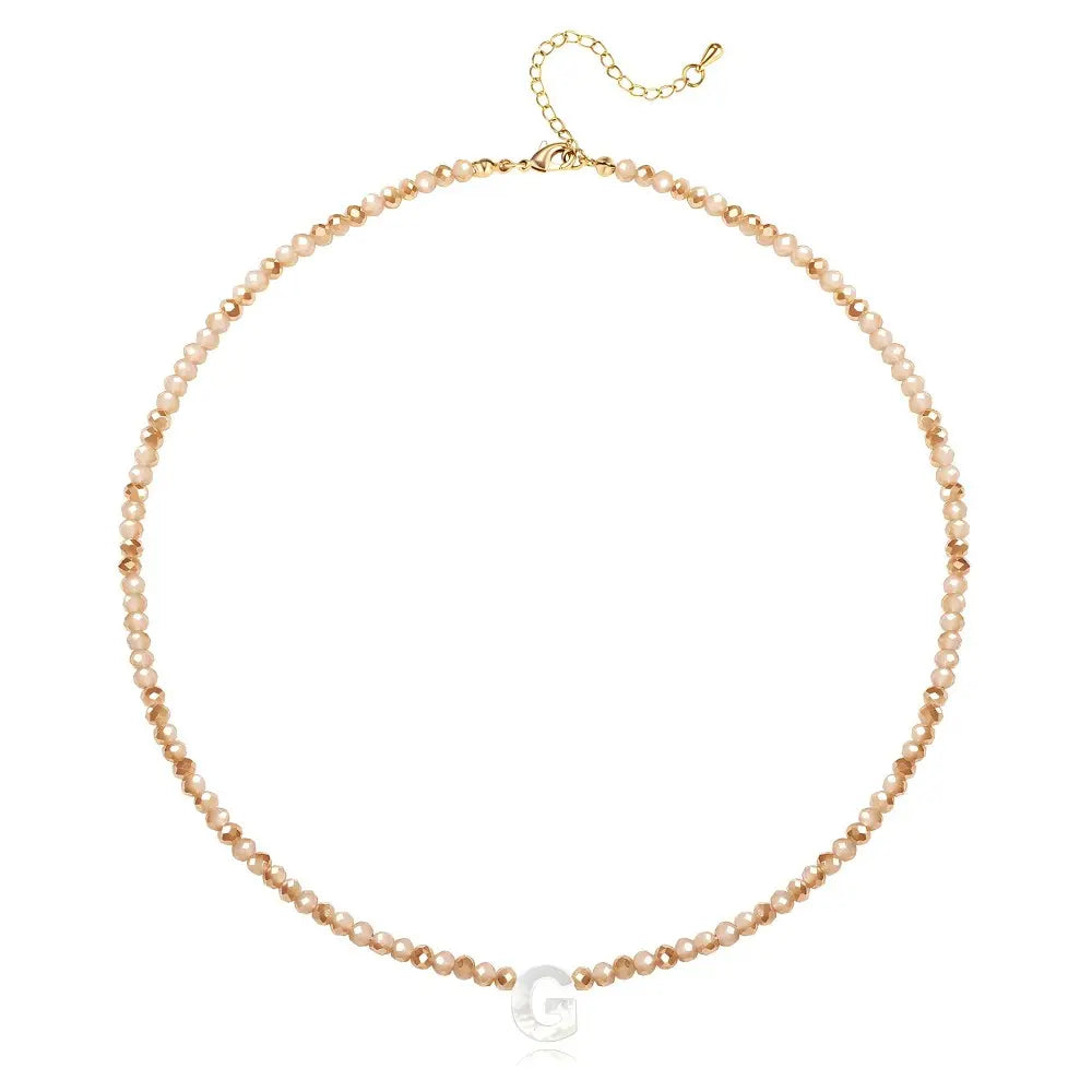 Pendant Necklaces for Women Initial Choker Necklace Beaded Shell Letter Bracelet Trendy Tiny A-Z Simple Jewelry