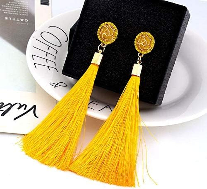 Colorful Tassel Earrings for Women Bohemian Long Dangle Drop Statement Earrings Fashion Jewelry for Birthday Christmas Valentines Day Gift