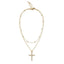 Women'S Minimalist 2-Piece Layered Cross Necklaces Set, 14K Gold Plated Stainless Steel Beaded Chain, Sparkling Cross Pendant, Costume Jewelry for Women, Necklaces for Women