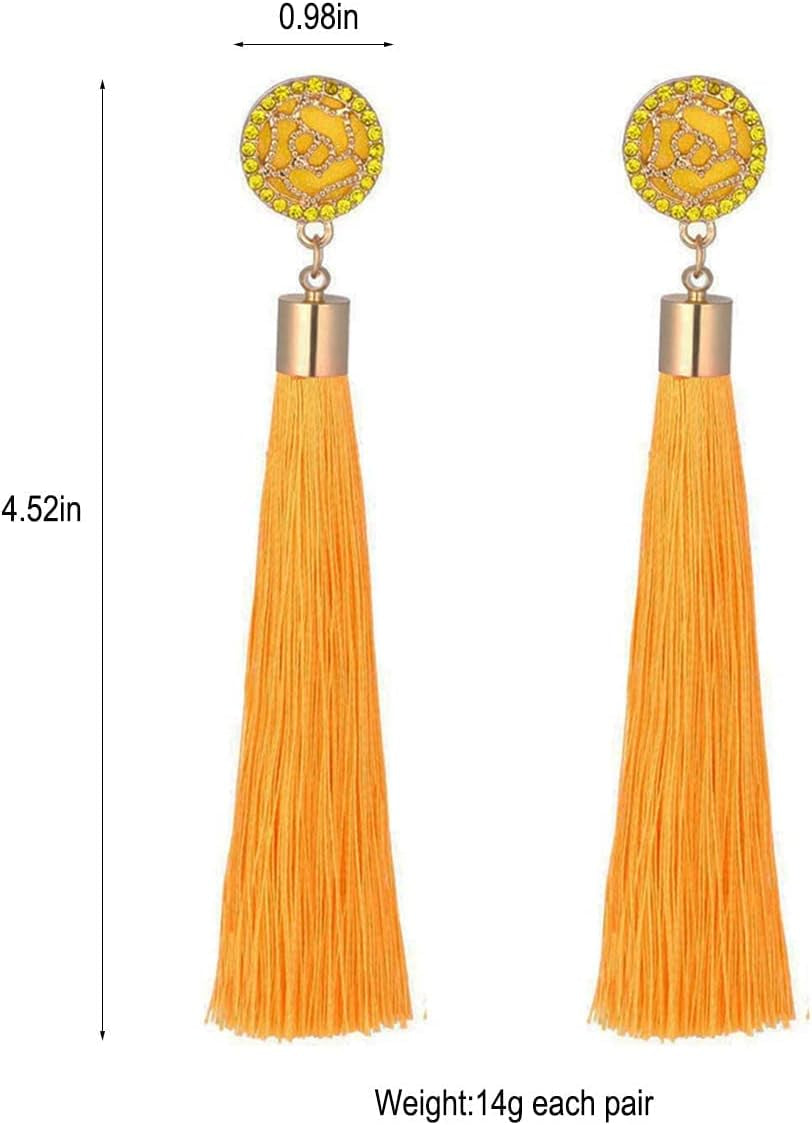 Colorful Tassel Earrings for Women Bohemian Long Dangle Drop Statement Earrings Fashion Jewelry for Birthday Christmas Valentines Day Gift