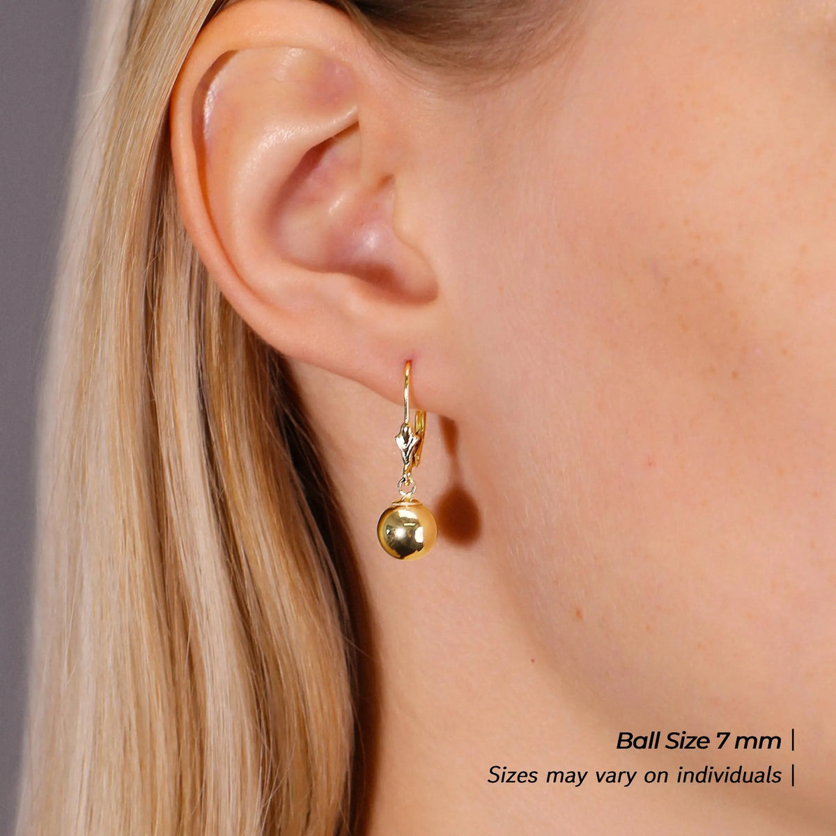 14K Gold Ball Drop Dangle Earrings with Lever-Backs, 14K Yellow Gold and 14K White Gold, Designed in New York City, by TILO Jewelry