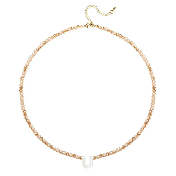 Pendant Necklaces for Women Initial Choker Necklace Beaded Shell Letter Bracelet Trendy Tiny A-Z Simple Jewelry