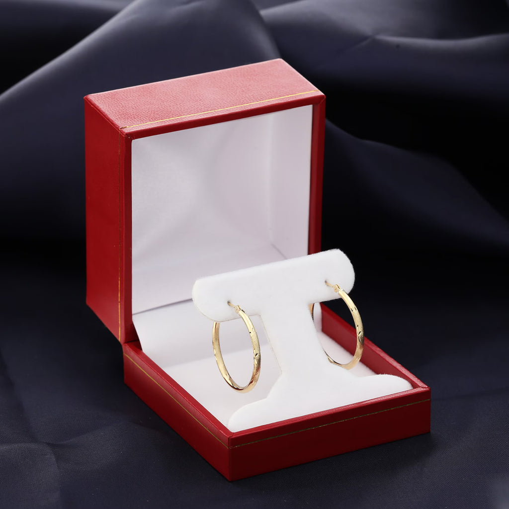 14K Solid Gold Hoops, Fancy Hand Engraved Hoop Earrings by TILO Jewelry, 2Mm Thin, Designed in New York City, by TILO Jewelry
