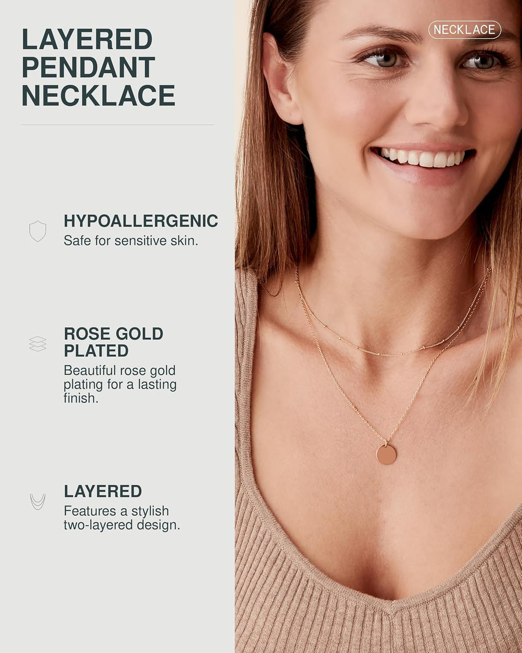 14K Gold Plated Layering Necklaces for Women, Cute Motif Pendants