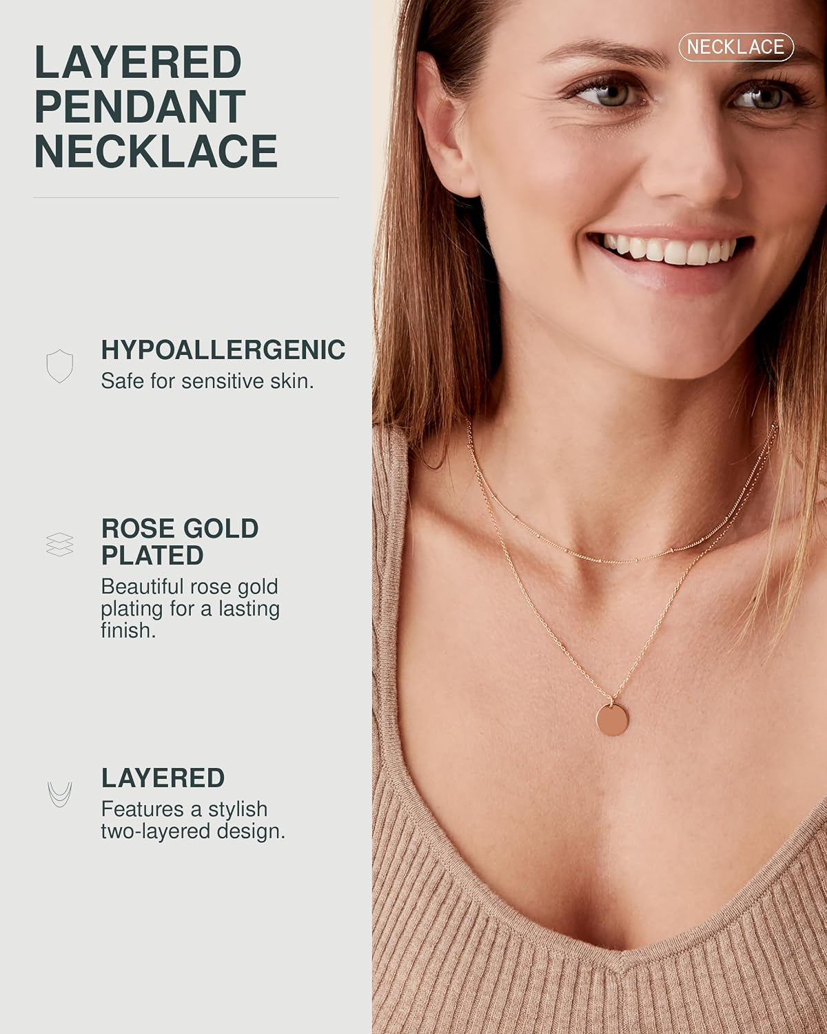 14K Gold Plated Layering Necklaces for Women, Cute Motif Pendants