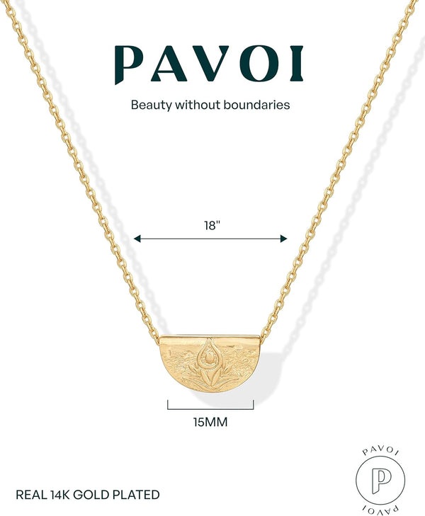 14K Gold Plated Engraved Coin Pendant Necklaces for Women