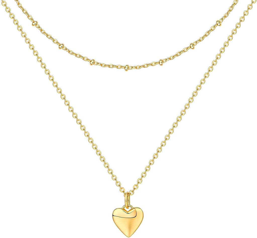 14K Gold Plated Layering Necklaces for Women, Cute Motif Pendants